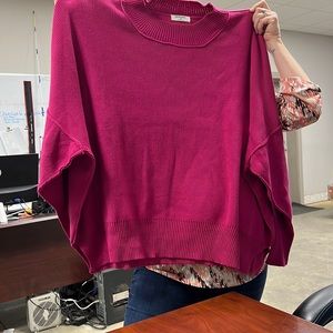 Discount Divas Zenana pink over sized sweater with detail stitch